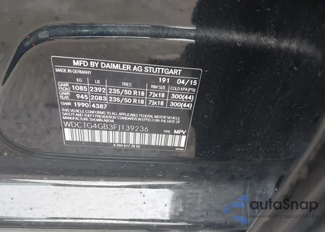 2015 Mercedes-Benz Gla 250 4Matic from USA, damaged, VIN WDCTG4GB3FJ139236